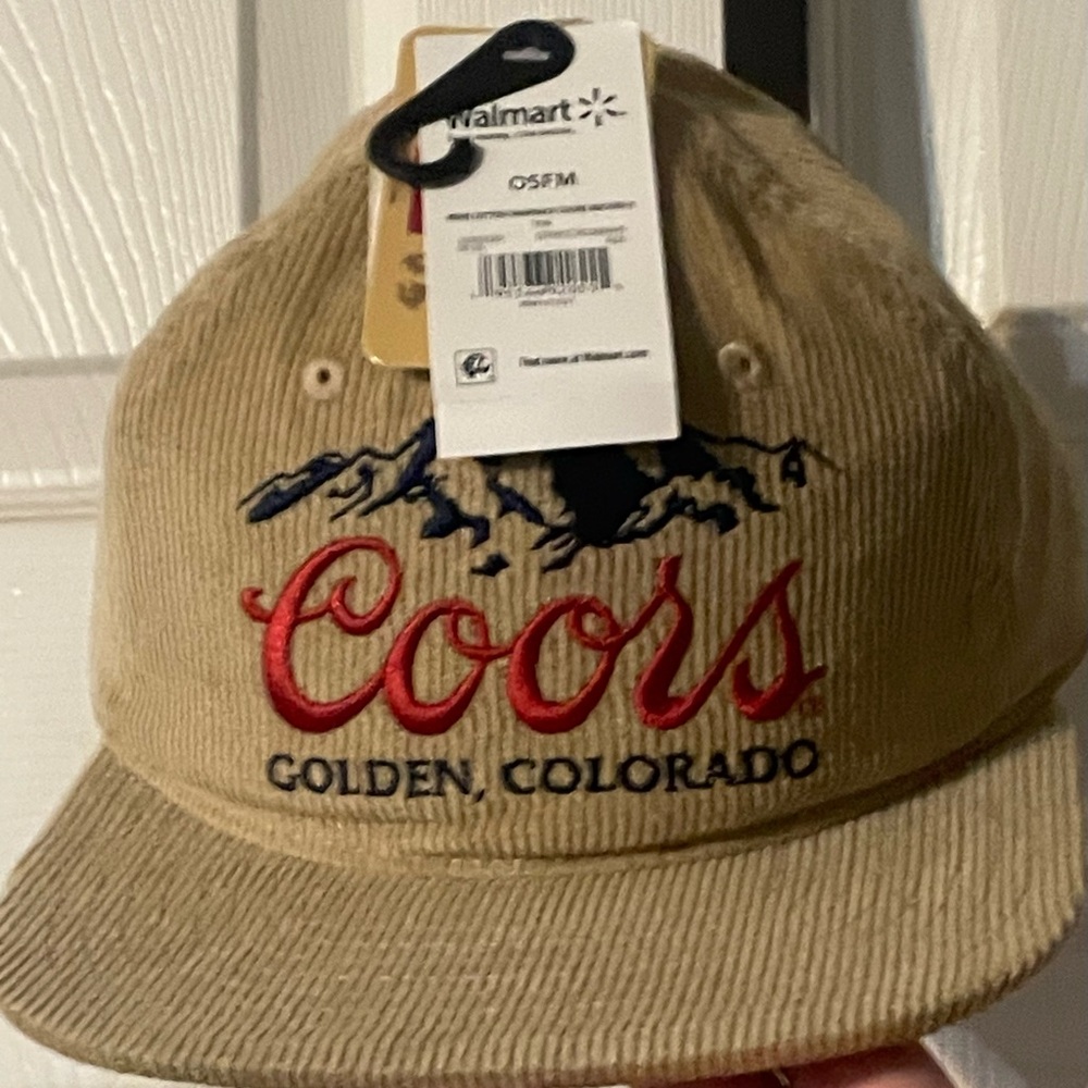 NWT Coors Golden Colorado‎ Corduroy Hat Tan Embroidered Snapback OSFM